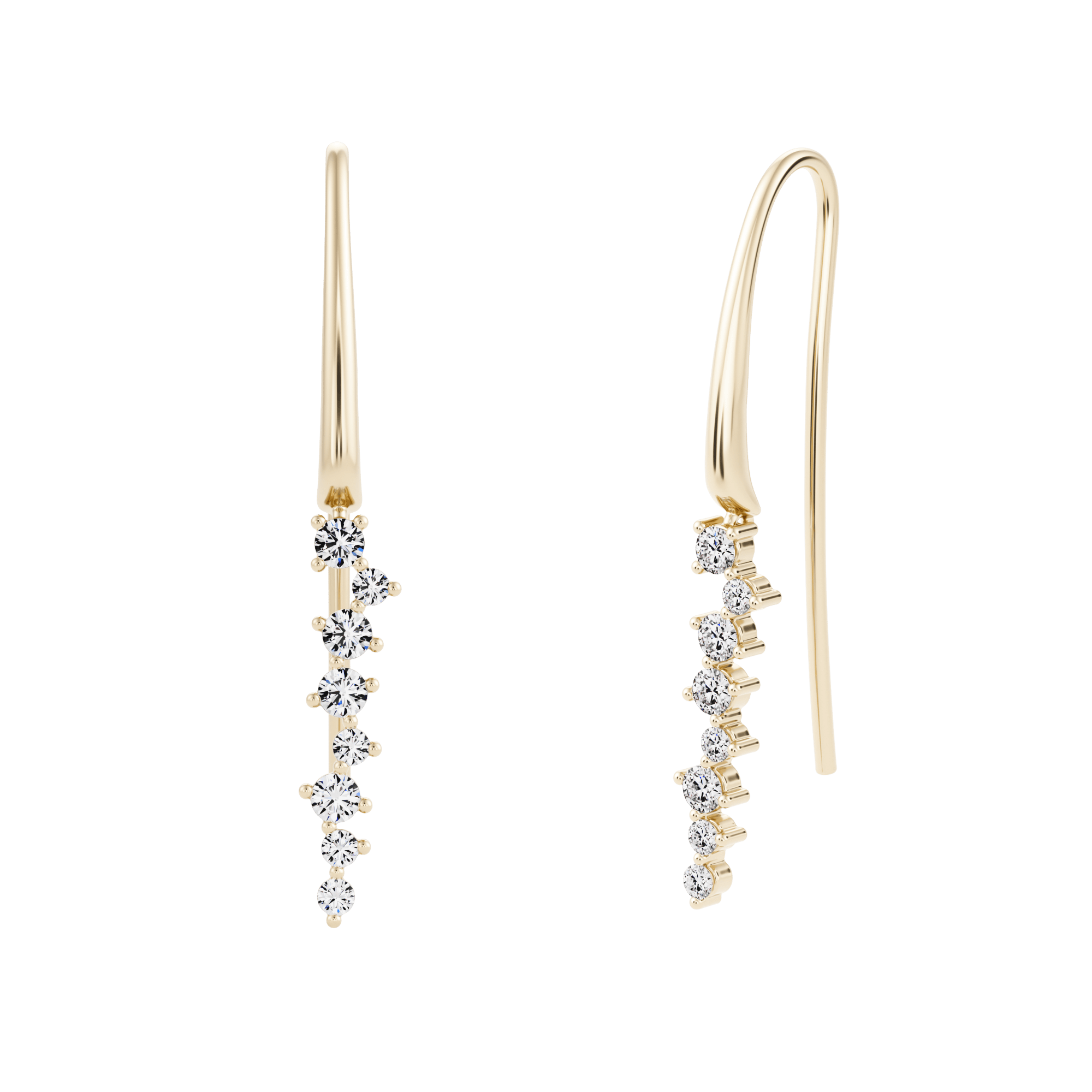 Boucles d'oreilles longues en diamant créé par Erica