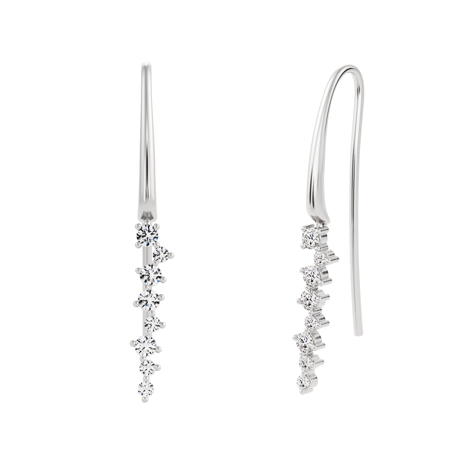Boucles d'oreilles longues en diamant créé par Erica