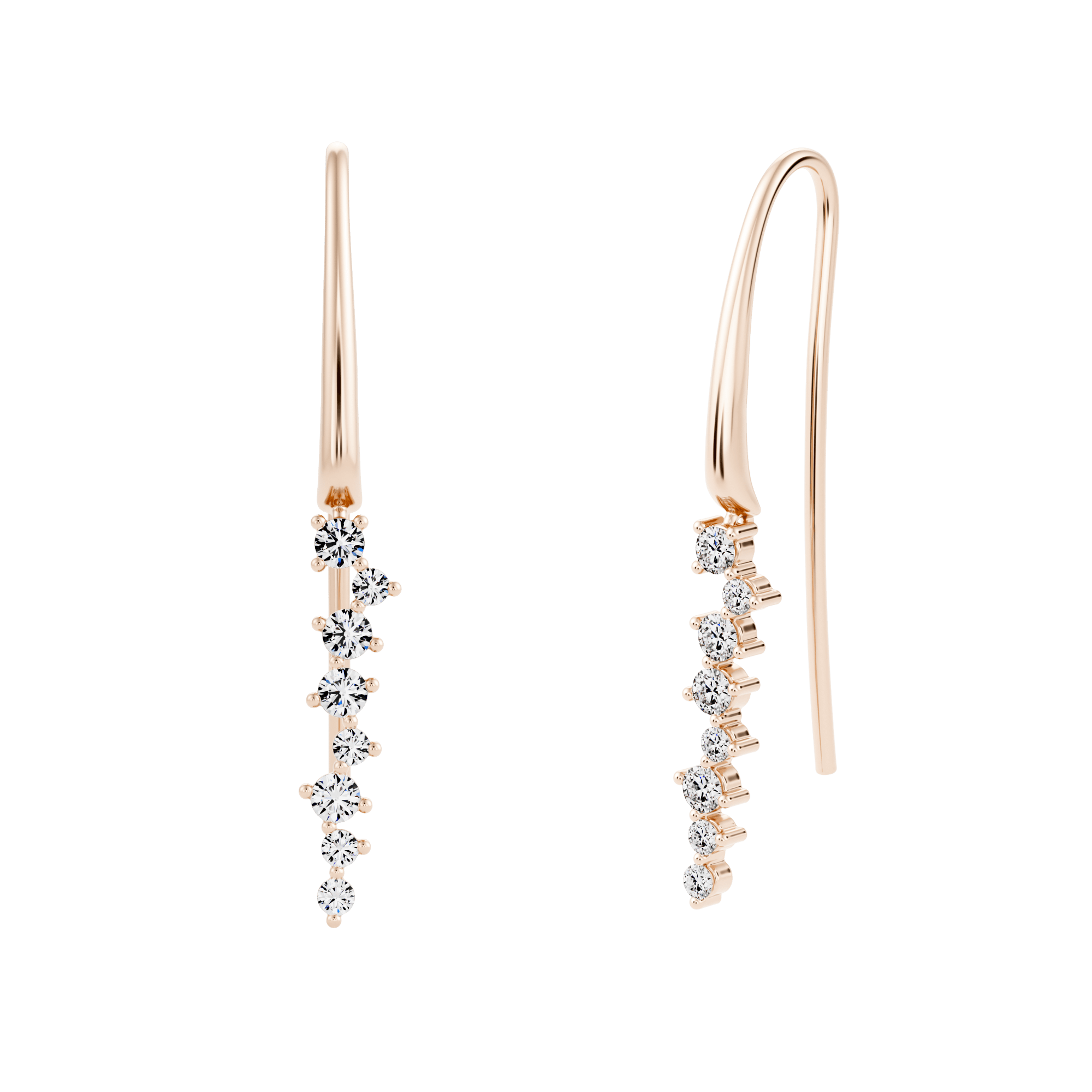 Boucles d'oreilles longues en diamant créé par Erica