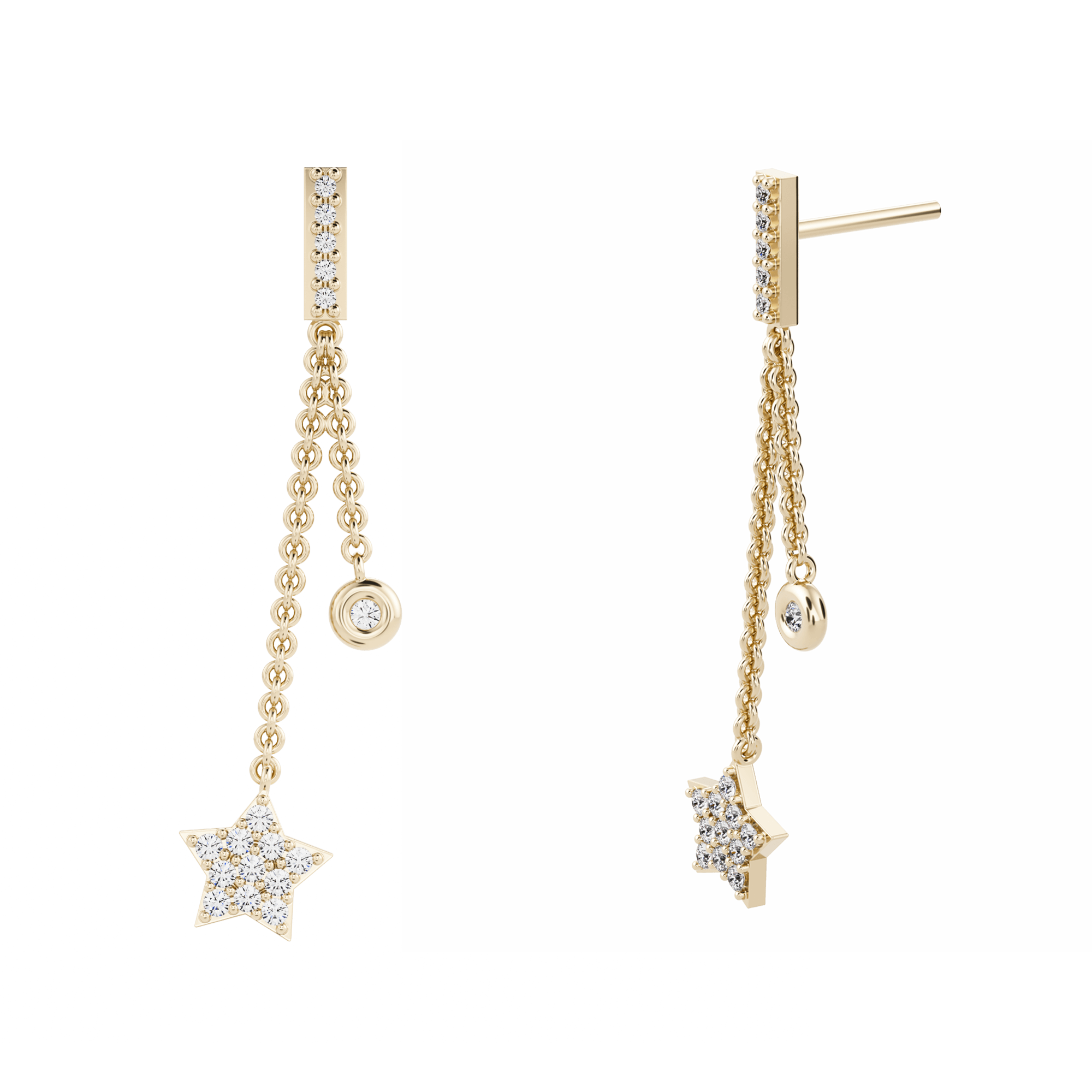 Boucles d'oreilles longues en diamant créé par les Perséides