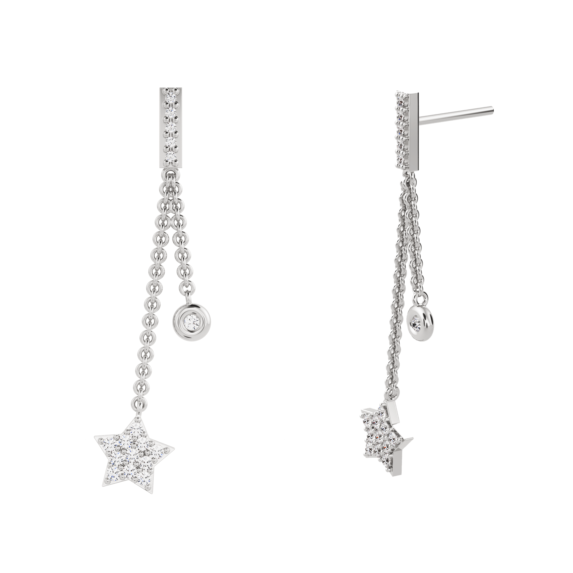 Boucles d'oreilles longues en diamant créé par les Perséides