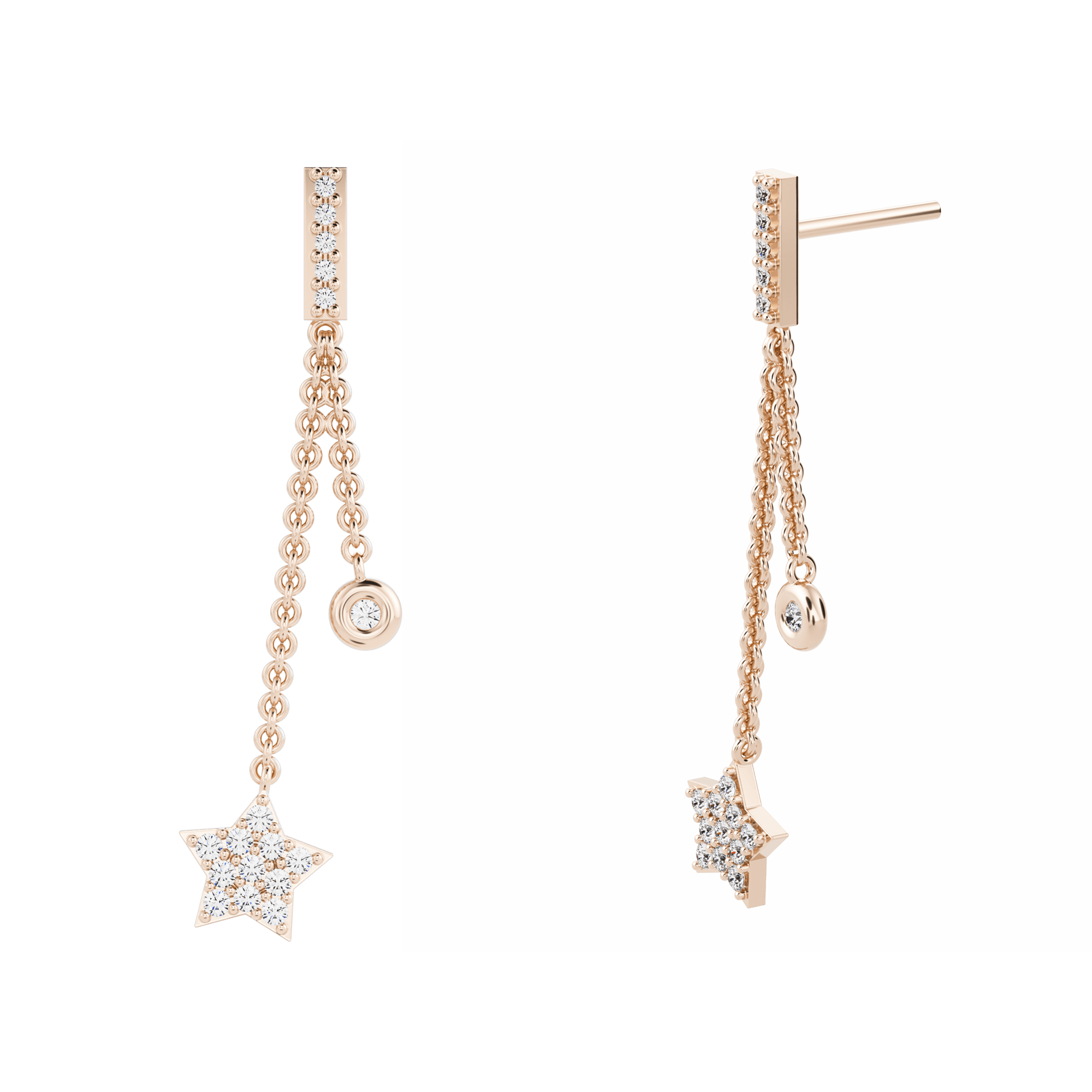 Boucles d'oreilles longues en diamant créé par les Perséides