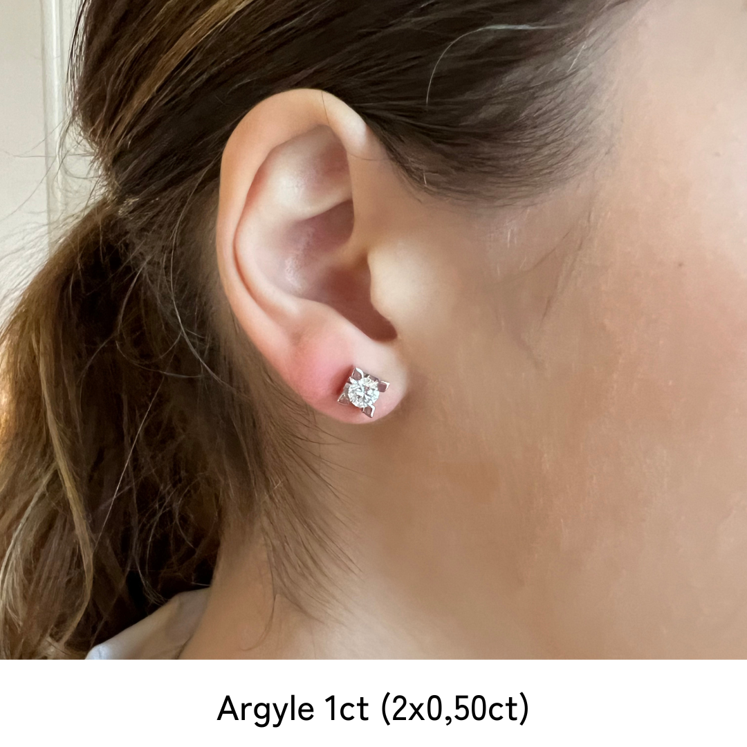 Argyle studs with Lab Diamonds