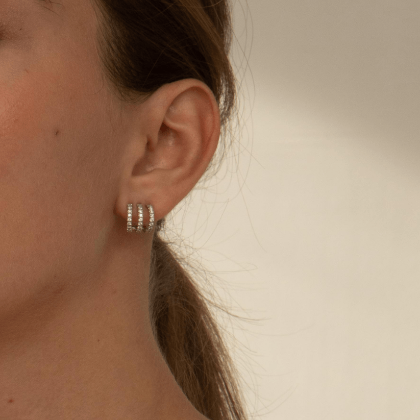 Tigris earrings with created diamonds