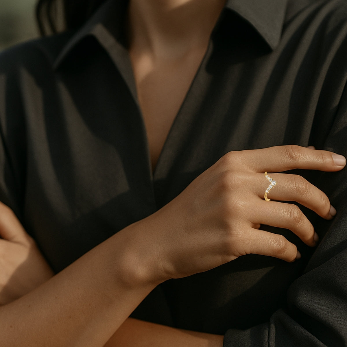 Anillo Altair con Diamantes Creados