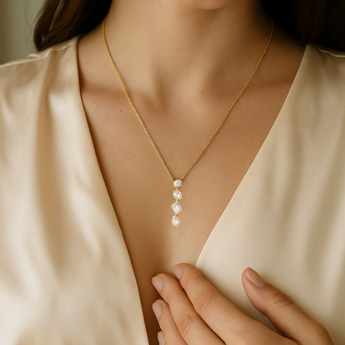 Colgante Harmony de diamantes creados con cadena