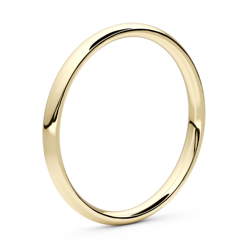 
                  
                    Lisa Crescent 2mm gold wedding ring with fast delivery
                  
                