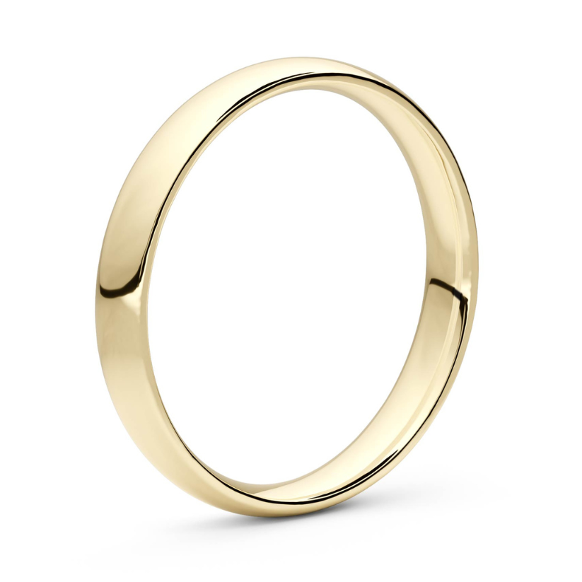 
                  
                    Smooth Crescent 3mm 18 karat gold wedding ring
                  
                