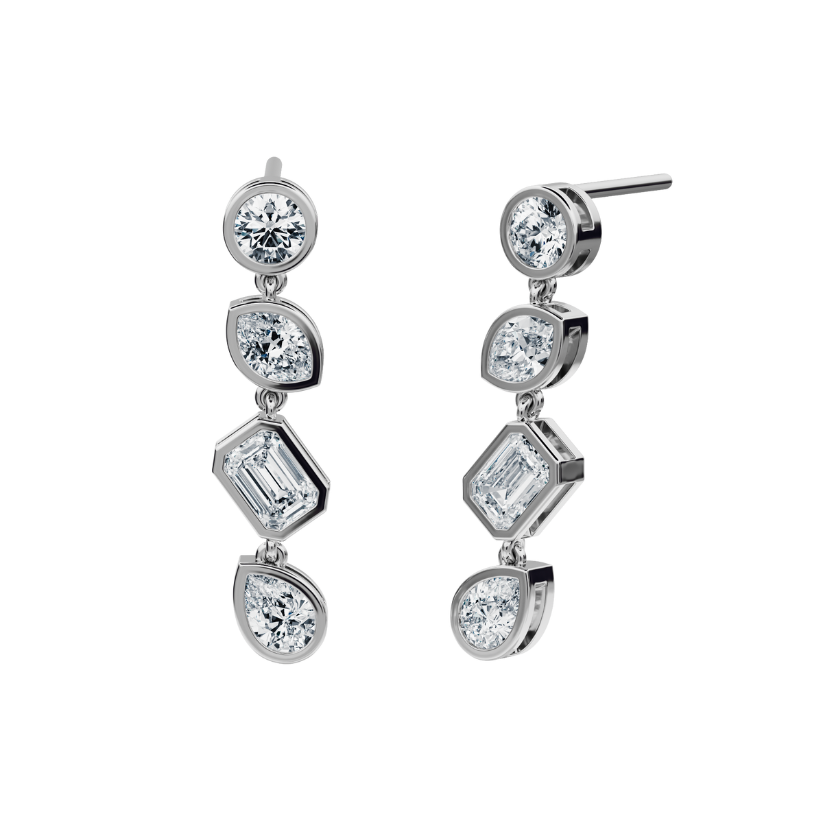 Pendientes Largos Harmony con diamantes creados