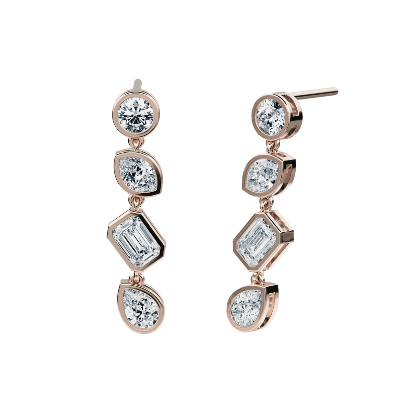 Pendientes Largos Harmony con diamantes creados