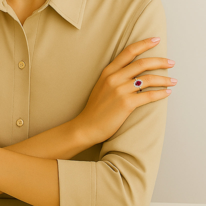 Anillo de compromiso Kate Rubí con Diamantes creados