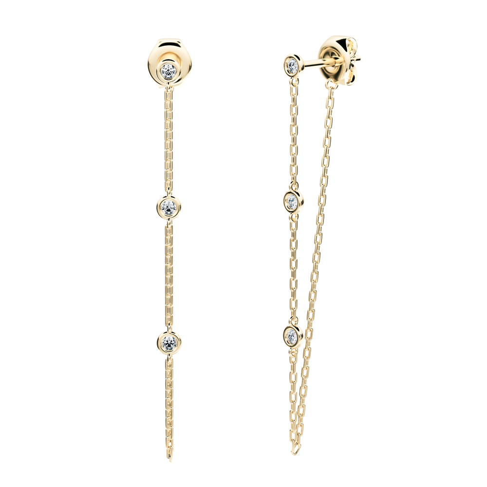 Long Lyra Earrings with created diamonds · fast delivery