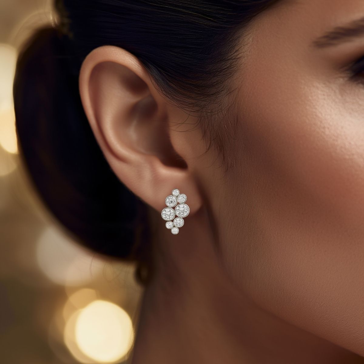 Pendientes Muscari con diamantes creados