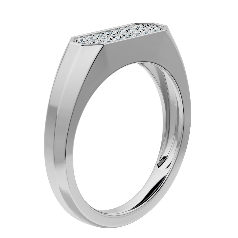 Anillo Sello Petra pavé con diamantes creados