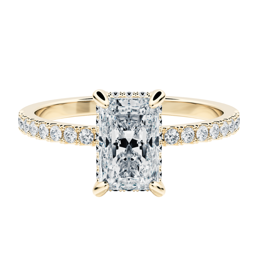 Anillo de compromiso Diana de oro Blanco con diamante central Radiant