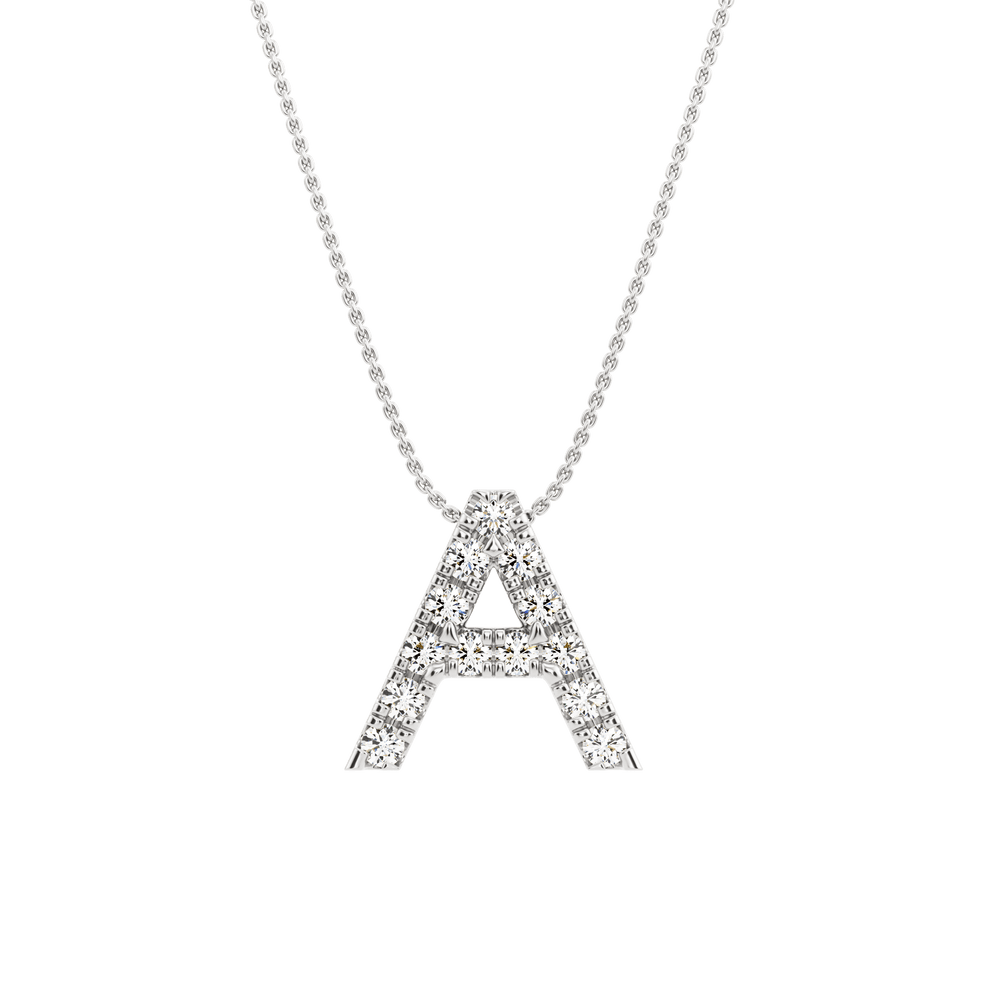 MINE Letter pendant in gold and created diamonds with its chain