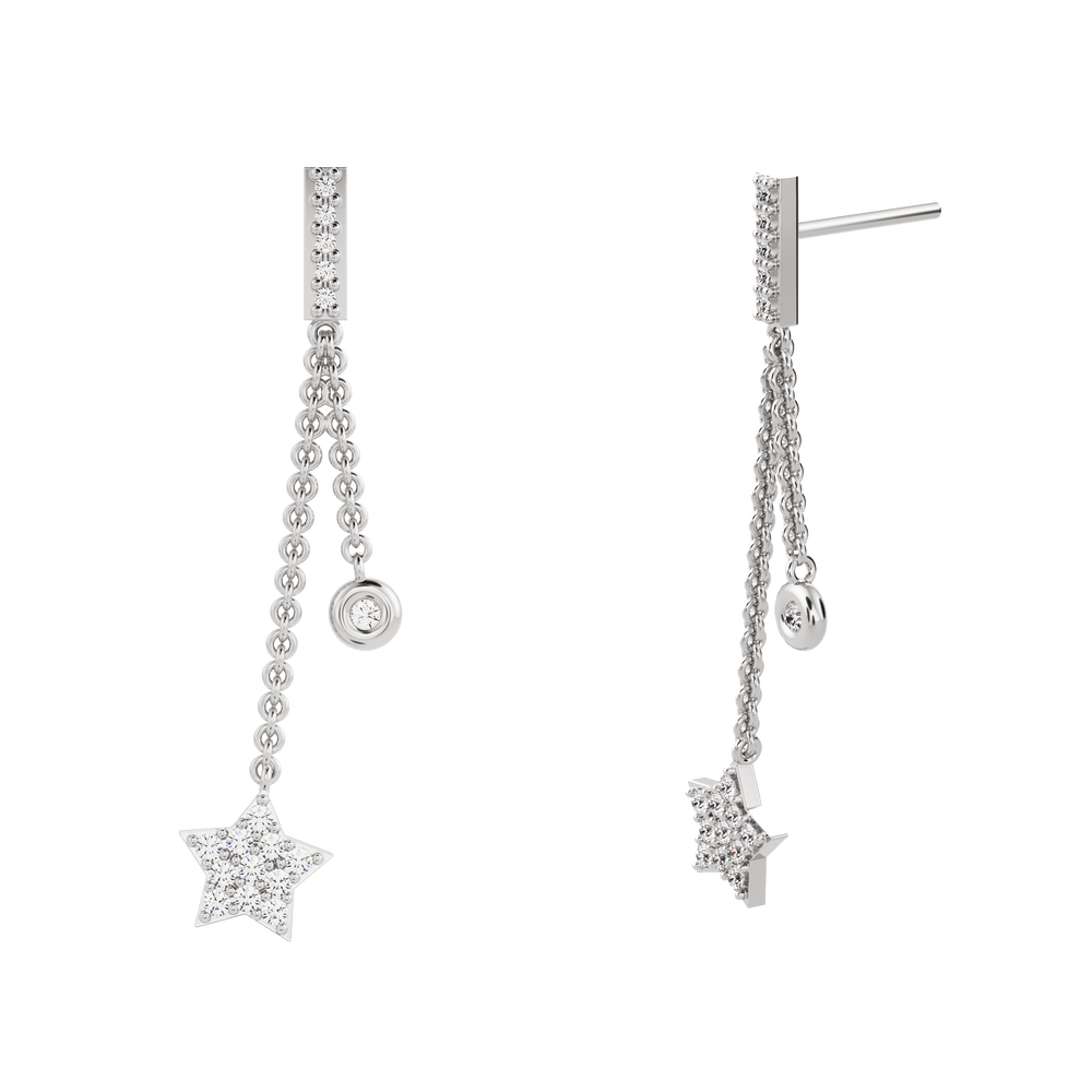 Long Perseid Created Diamond Earrings